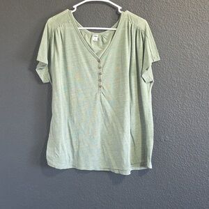💜Old Navy Sage Buttoned V-Neck Tee